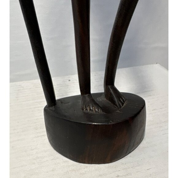 African Man Wood Sculpture with Cane 11" Tall Hand Carved In Tanganyika - Picture 7 of 10
